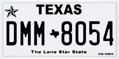 TX license plate DMM8054