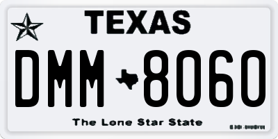 TX license plate DMM8060