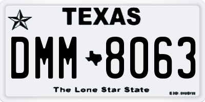 TX license plate DMM8063