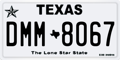 TX license plate DMM8067