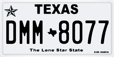 TX license plate DMM8077