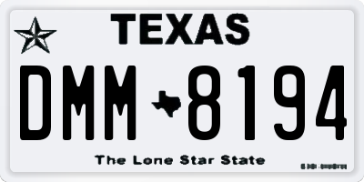 TX license plate DMM8194