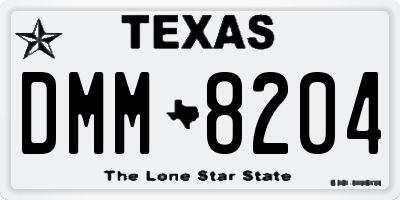 TX license plate DMM8204