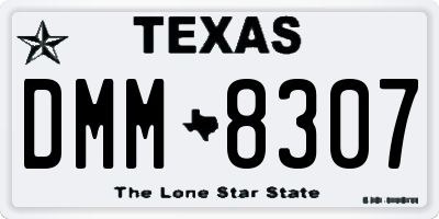 TX license plate DMM8307