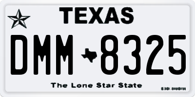 TX license plate DMM8325