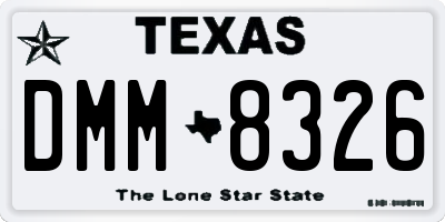 TX license plate DMM8326