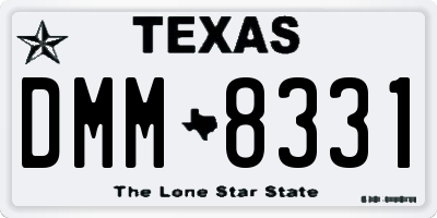 TX license plate DMM8331