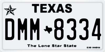TX license plate DMM8334