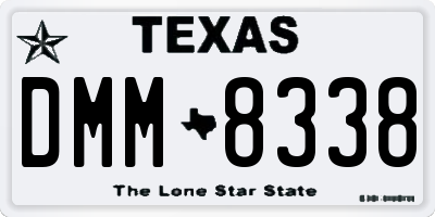 TX license plate DMM8338