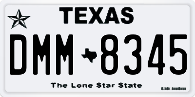 TX license plate DMM8345