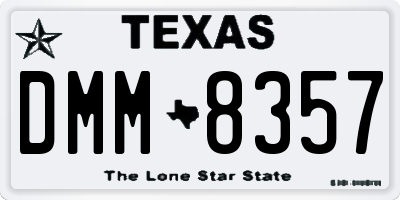 TX license plate DMM8357