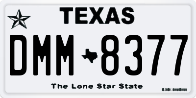 TX license plate DMM8377