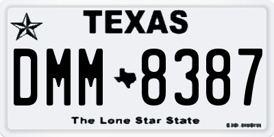 TX license plate DMM8387