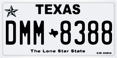 TX license plate DMM8388