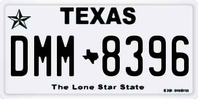 TX license plate DMM8396