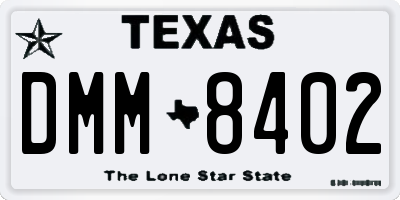 TX license plate DMM8402