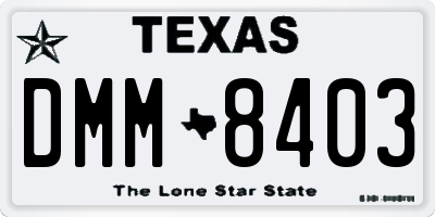 TX license plate DMM8403