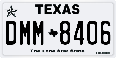 TX license plate DMM8406