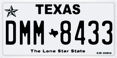 TX license plate DMM8433