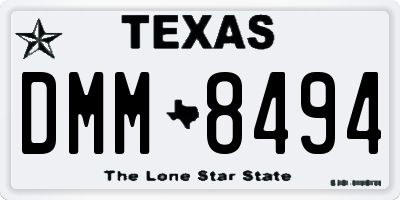 TX license plate DMM8494
