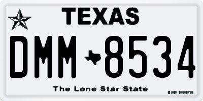 TX license plate DMM8534