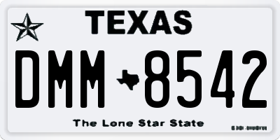 TX license plate DMM8542