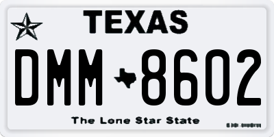 TX license plate DMM8602