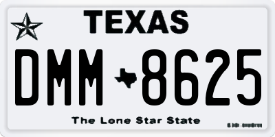 TX license plate DMM8625