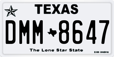 TX license plate DMM8647