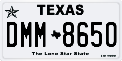 TX license plate DMM8650