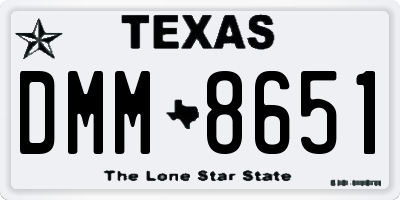 TX license plate DMM8651