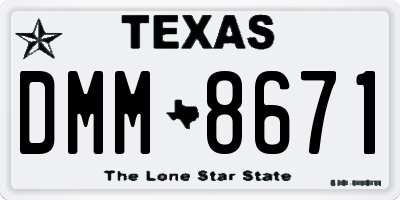 TX license plate DMM8671