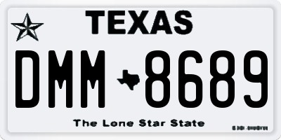 TX license plate DMM8689