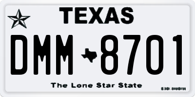 TX license plate DMM8701