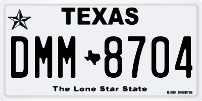 TX license plate DMM8704