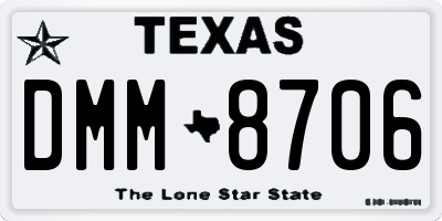 TX license plate DMM8706