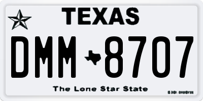 TX license plate DMM8707