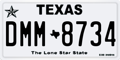 TX license plate DMM8734