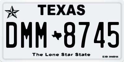 TX license plate DMM8745