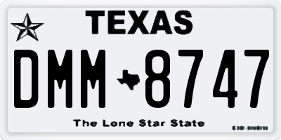 TX license plate DMM8747