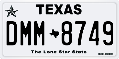 TX license plate DMM8749