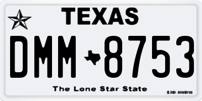 TX license plate DMM8753
