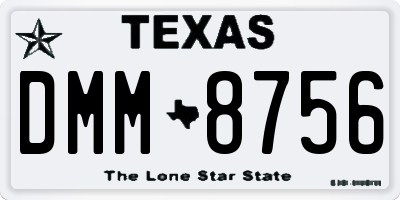 TX license plate DMM8756