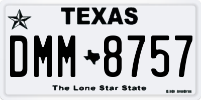 TX license plate DMM8757
