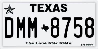 TX license plate DMM8758