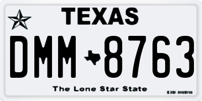 TX license plate DMM8763