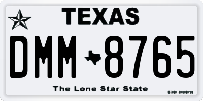 TX license plate DMM8765