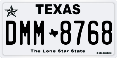 TX license plate DMM8768