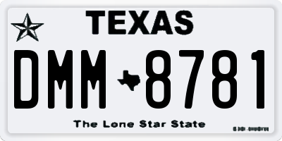 TX license plate DMM8781