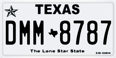 TX license plate DMM8787